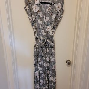 Zara button up tie waist maxi dress
